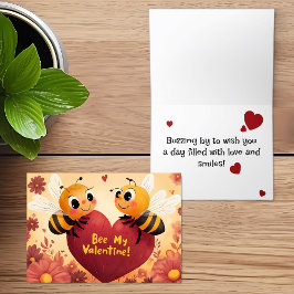 Tarjeta Festiva Bee My Valentine Kid Friendly Card