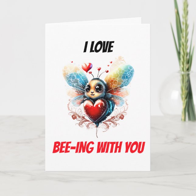 Tarjeta Festiva Bee puns | Me encanta la apicultura contigo linda  (Anverso)