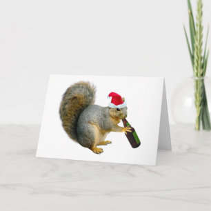 Tarjeta Festiva Beer Santa Squirrel