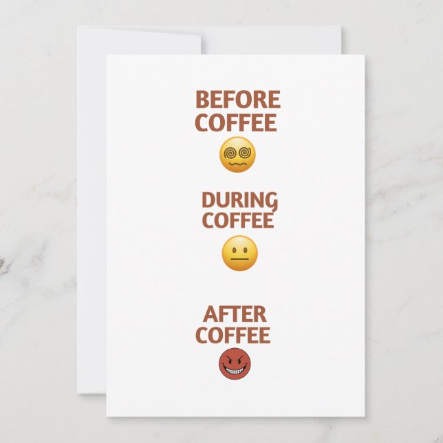 Tarjeta Festiva Before During After Coffee Mood Vector Art (Anverso)