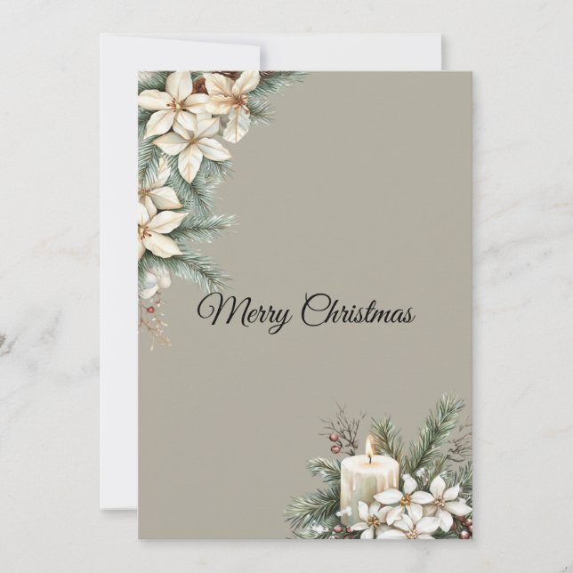 Tarjeta Festiva Beige con temática invernal (Anverso)