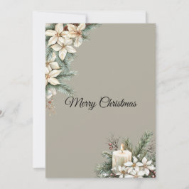 Tarjeta Festiva Beige con temática invernal