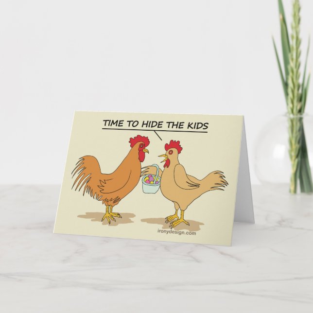 Tarjeta Festiva Beige divertido del dibujo animado de la caza del (Anverso)