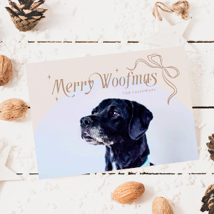 Tarjeta Festiva Beige Merry Woofmas Dog Navidades de vacaciones