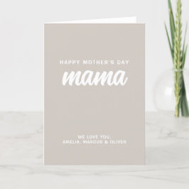 Tarjeta Festiva Beige moderno: Mamá llama al Día de la Madre