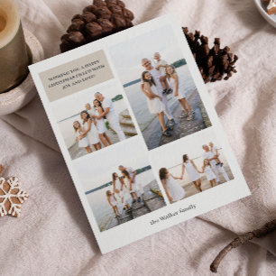 Tarjeta Festiva Beige Moderno Neutral 4 Fotos Elegante