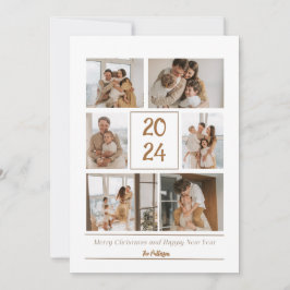 Tarjeta Festiva Beige Simple Family Photo Merry Christmas Card