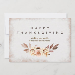 Tarjeta Festiva Beige Watercolor Botánico Acción de Gracias