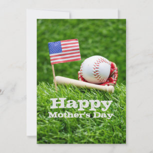Tarjeta Festiva Béisbol con bandera de Estados Unidos Feliz Día de
