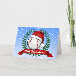 Tarjeta Festiva Béisbol con un gorra de Santa del estilo del
