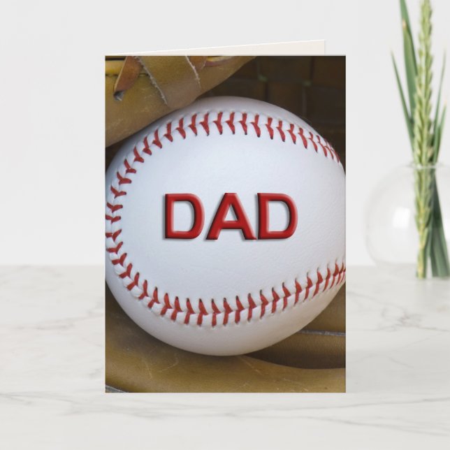 Tarjeta Festiva Béisbol de papá en Glove (Anverso)