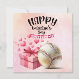 Tarjeta Festiva Béisbol para el Día de San Valentín con corazones