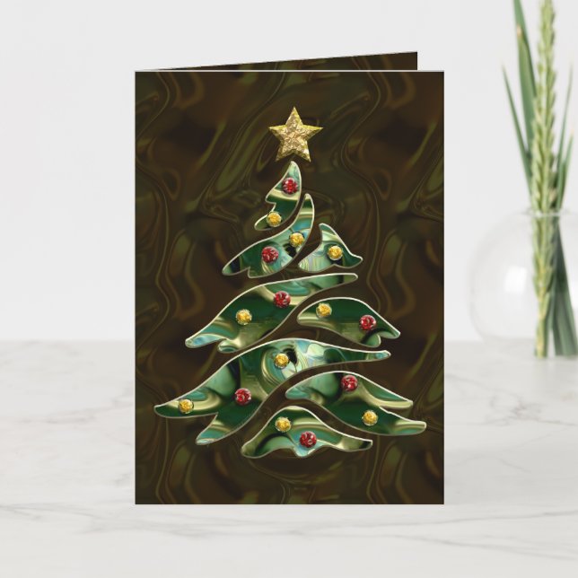 Tarjeta Festiva Bejeweled Christmas Tree (Anverso)