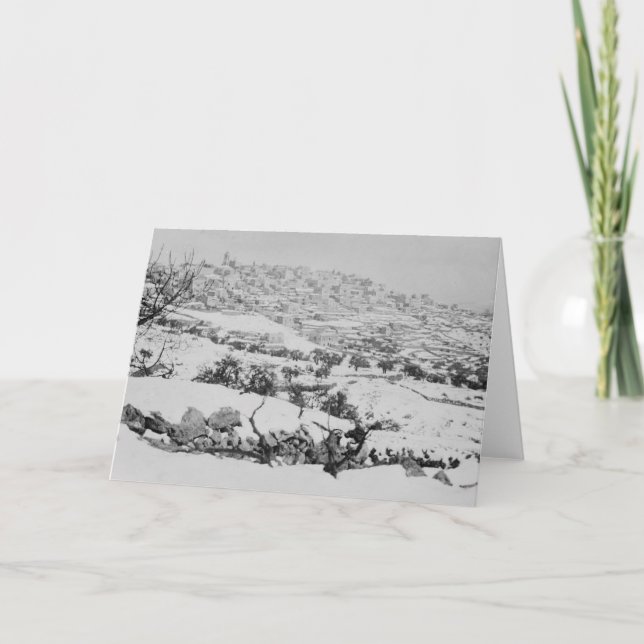 Tarjeta Festiva Belén con nieve (Anverso)