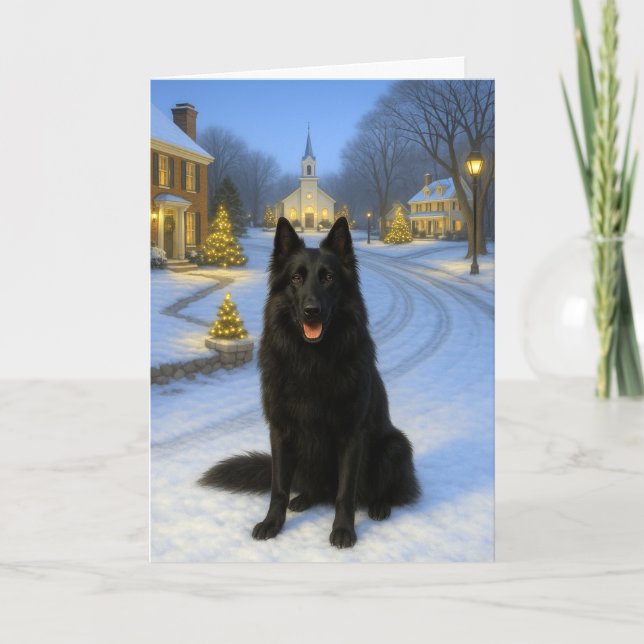 Tarjeta Festiva Belgian sheepdog Holiday Card (Anverso)