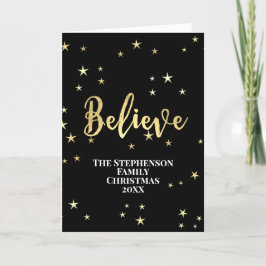 Tarjeta Festiva Believe Gold Stars Navidades