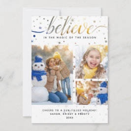 Tarjeta Festiva BELIEVE Photo Card con tipografía de color
