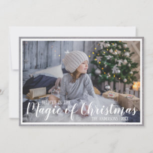 Tarjeta Festiva Belige Magic Navidades Silver/Blue Holiday Photo