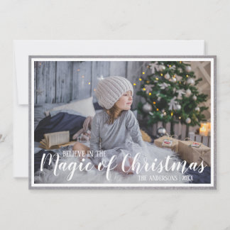 Tarjeta Festiva Belige Magic Navidades Silver/Blue Holiday Photo