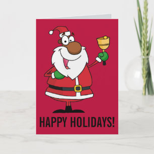 Tarjeta Festiva Bell Ringing Black Santa Claus