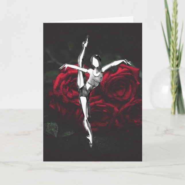 Tarjeta Festiva Bella Ballerina y Ballet Rosas Cumpleaños (Anverso)