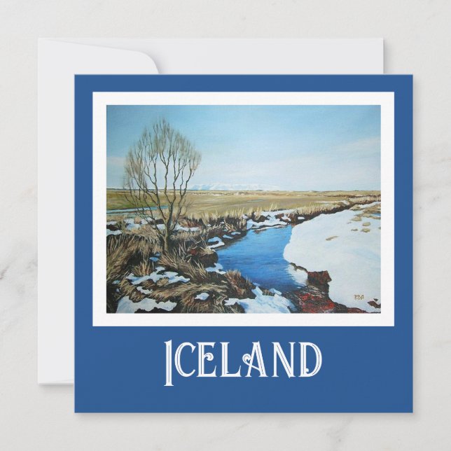 Tarjeta Festiva Bella escena paisajística de realismo en Islandia  (Anverso)