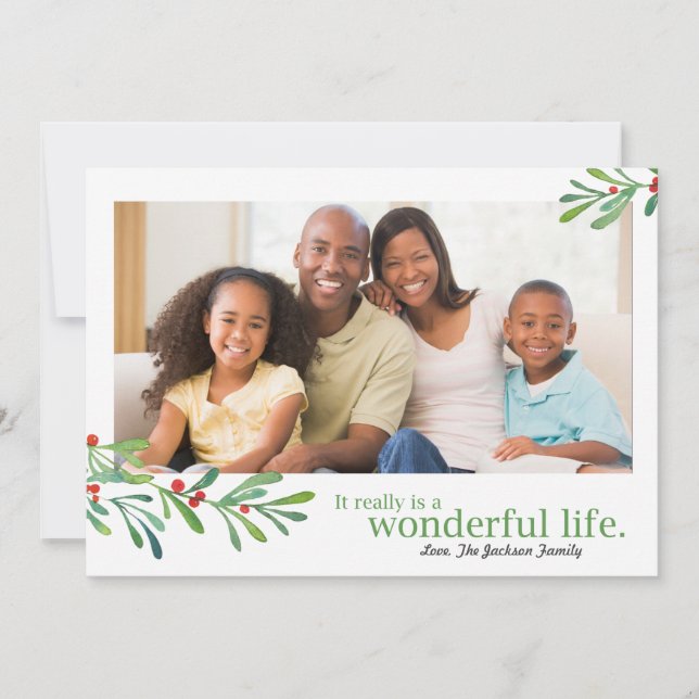 Tarjeta Festiva Bellas simples Vida Maravillosa 1 Foto | (Anverso)