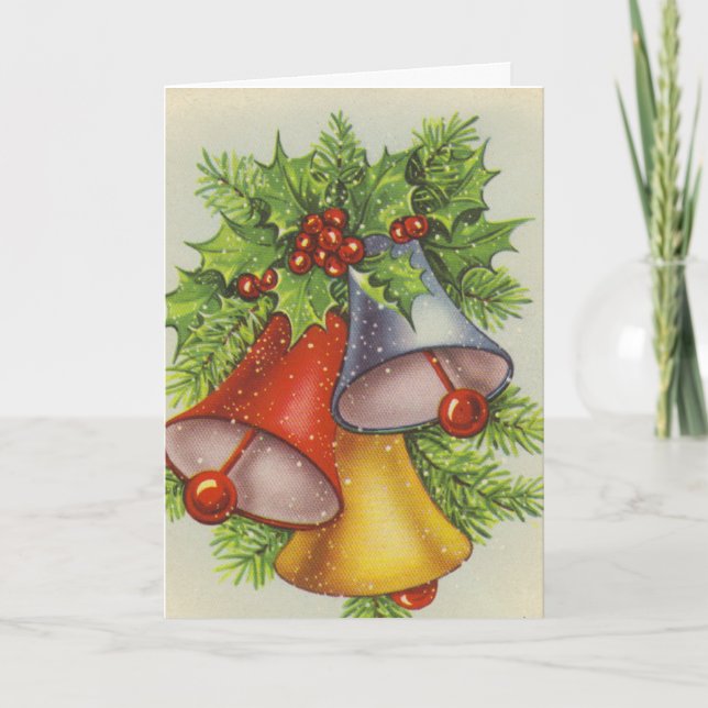 Tarjeta Festiva Bellezas navideñas vintage (Anverso)