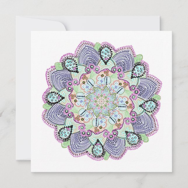 Tarjeta Festiva Bello Arte de Mandala de Encaje de Jardín (Anverso)