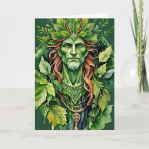 Tarjeta Festiva Beltane Celta Greenman Dios del Bosque Sabbat Wicc