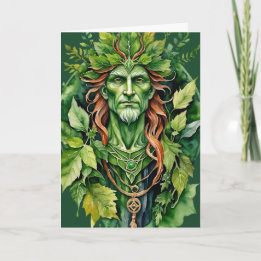 Tarjeta Festiva Beltane Celtic Greenman Forest God Sabbat Wicca