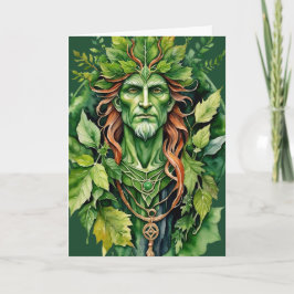 Tarjeta Festiva Beltane Celtic Greenman Forest God Sabbat Wicca