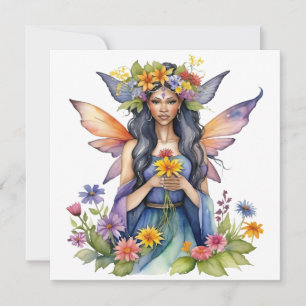 Tarjeta Festiva Beltane Hada Floral de Verano Wicca Sabbat