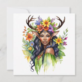 Tarjeta Festiva Beltane Hada Floral de Verano Wicca Sabbat