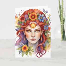 Tarjeta Festiva Beltane Summer Goddess Floral Wicca Sabbat 
