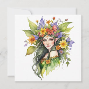 Tarjeta Festiva Beltane Summer Hada Floral Wicca Sabbat