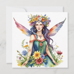 Tarjeta Festiva Beltane Verano Hada Floral Wicca Sabbat