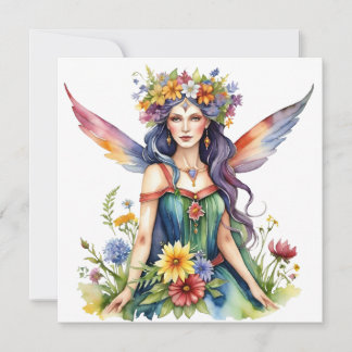Tarjeta Festiva Beltane Verano Hada Floral Wicca Sabbat