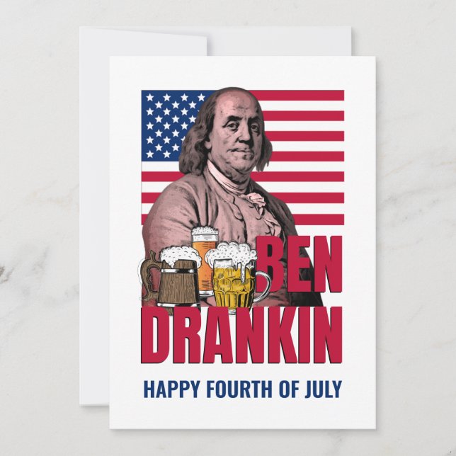 Tarjeta Festiva BEN DRANKIN 4 de julio (Anverso)