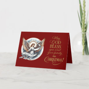 Tarjeta Festiva Bendición celestial a la luz de Crimson