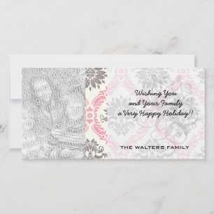 Tarjeta Festiva bendición de damasco de color crema y marrón gris