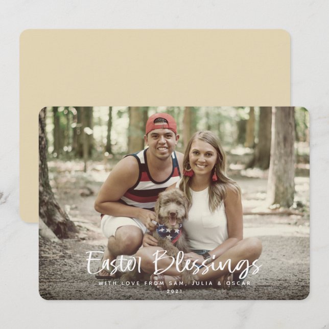 Tarjeta Festiva Bendición de Pascua Foto completa (Anverso / Reverso)