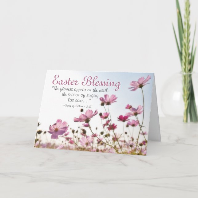 Tarjeta Festiva Bendición de Pascua: La Biblia Inspiradora Verse (Anverso)