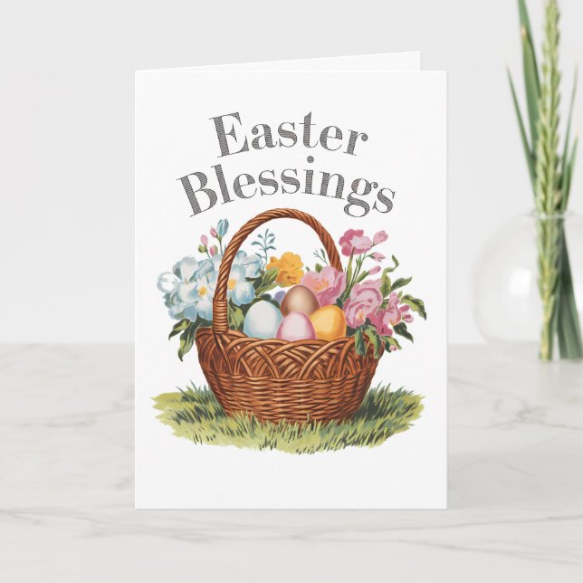Tarjeta Festiva Bendición de Pascua Vintage (Anverso)