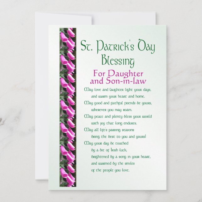 Tarjeta Festiva Bendición del Día de San Patricio para hija y yern (Anverso)