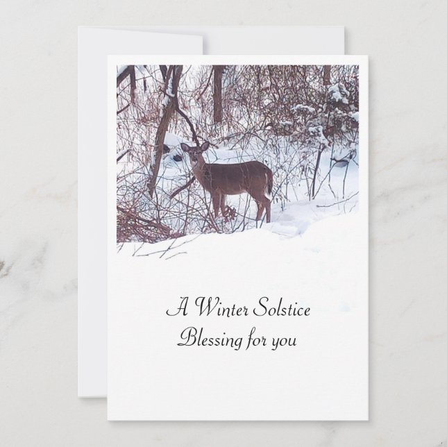 Tarjeta Festiva Bendición del solsticio de invierno con ciervo (Anverso)