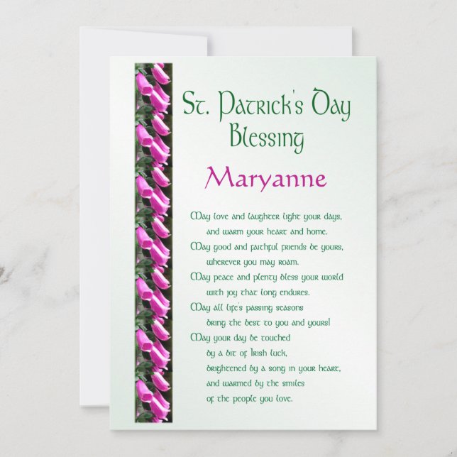 Tarjeta Festiva Bendición irlandesa por el Día de San Patricio par (Anverso)