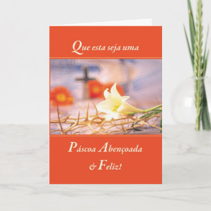 Tarjeta Festiva Bendición religiosa portuguesa y Naranja de Pascua