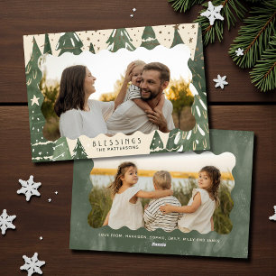 Tarjeta Festiva Bendiciones 2 Árboles navideños de la familia foto