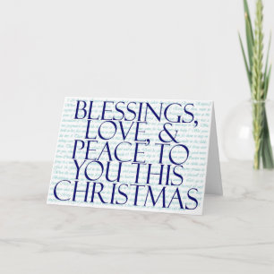 Tarjeta Festiva Bendiciones, amor y paz rojo